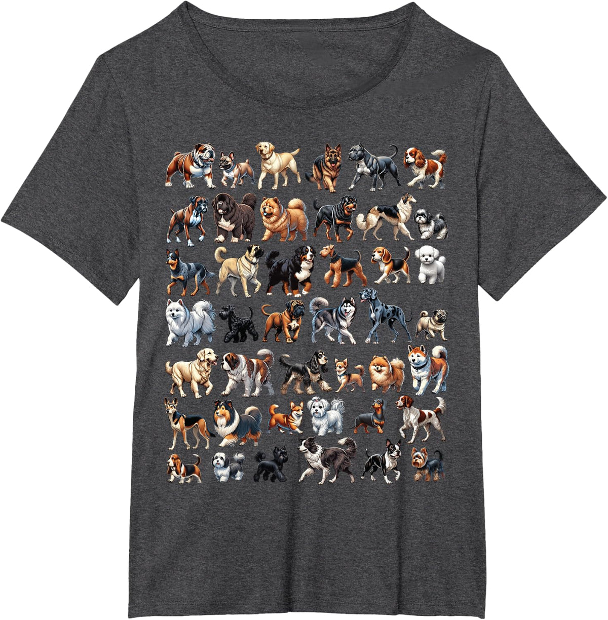 Types Of Dogs Breeds Chart Educational Canine Enthusiast T-Shirt - Dark Heather Grey