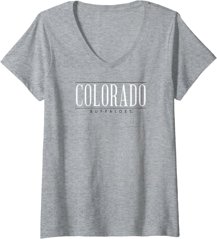 Womens Colorado Buffaloes Psychic Gray Officially Licensed V-Neck T-Shirt - Heather Grey