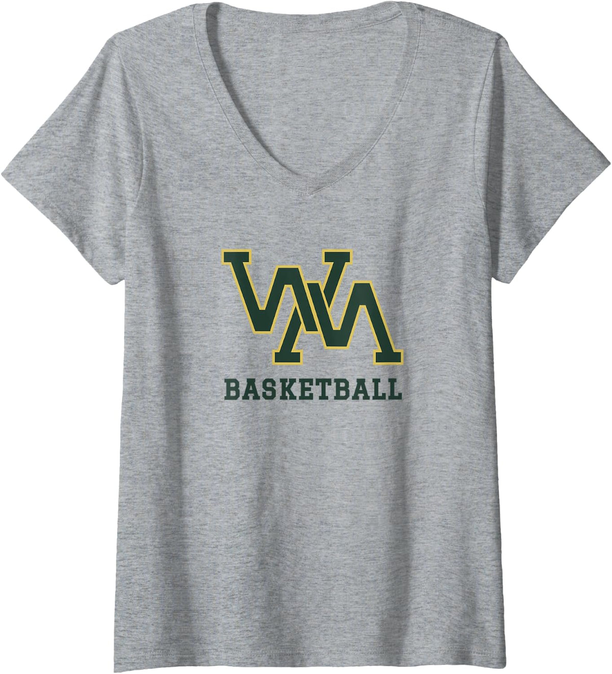 Women's Wilson Memorial High School Eagles Basketball V-Neck T-Shirt - Heather Grey
