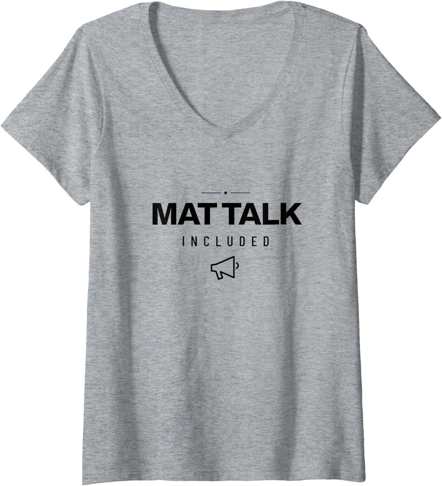 Women's Cheer - Mat Talk Included - Cheerleading Squad V-Neck T-Shirt - Heather Grey