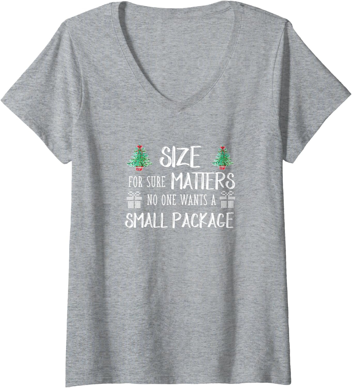 Womens Naughty Christmas Shirts Decor Funny Sayings Pajama Top V-Neck T-Shirt - Heather Grey