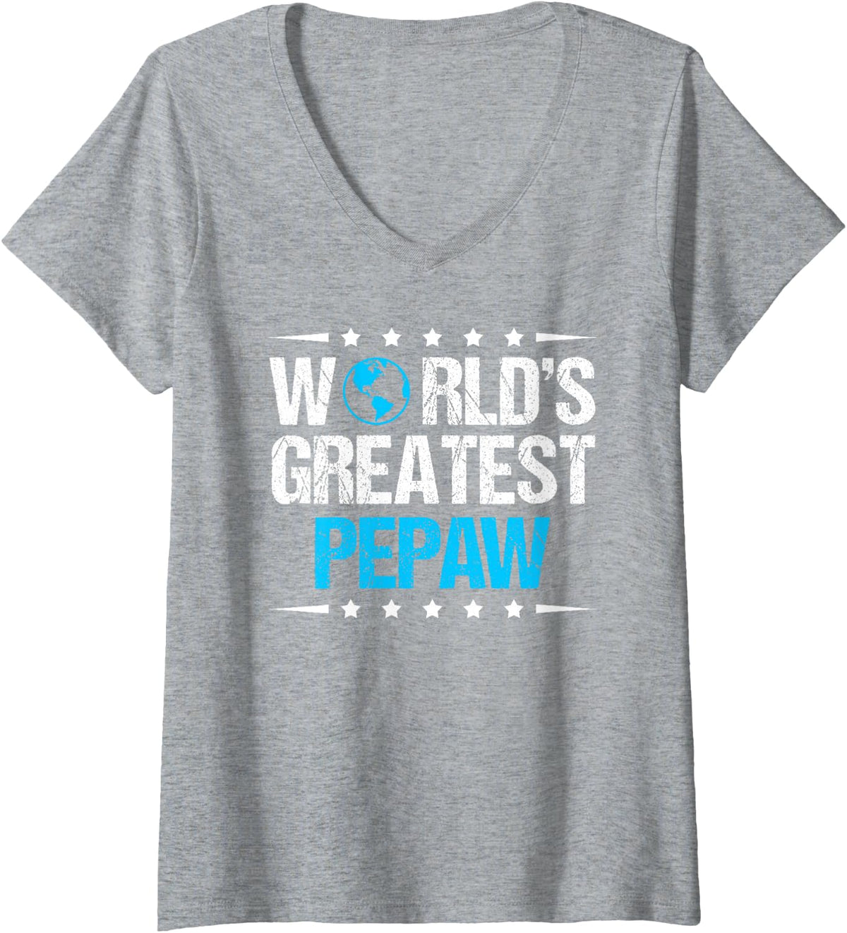 Women's World's Greatest Pepaw V-Neck T-Shirt - Heather Grey