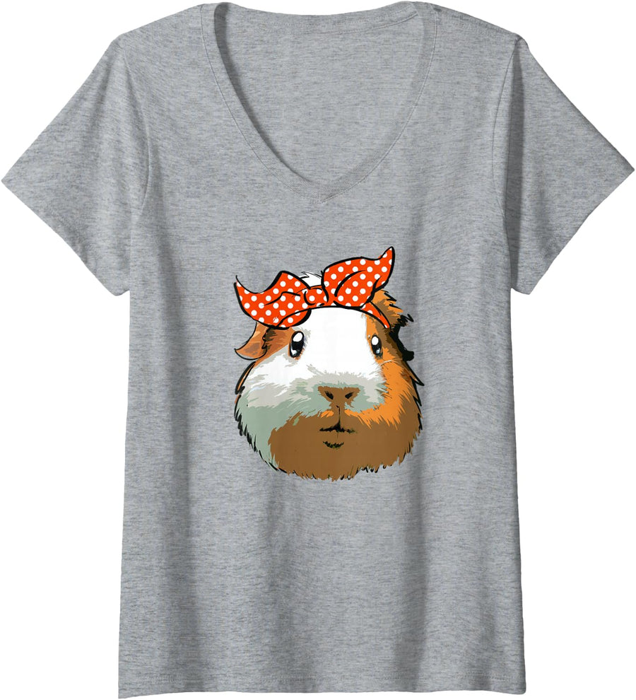 Women's Guinea Pigs Animal Cavy Owner V-Neck T-Shirt - Heather Grey