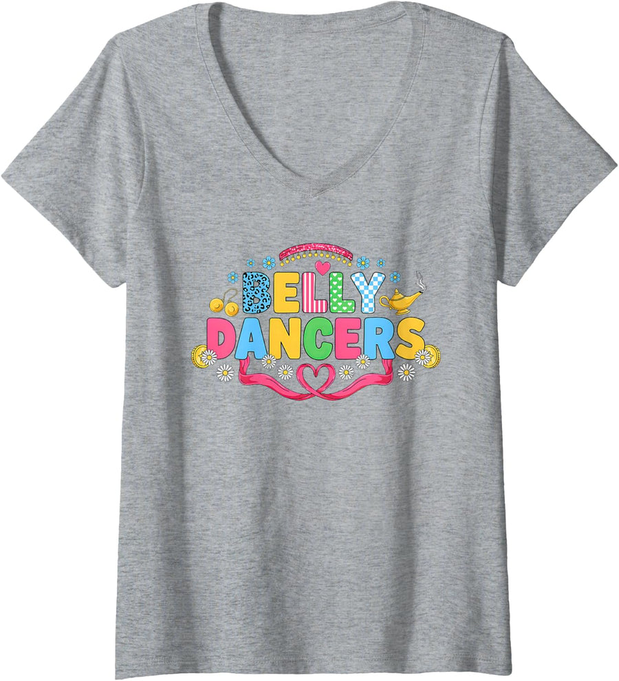 Women's Belly Dance Belly Dancing Raqs Sharki Oriental Dance V-Neck T-Shirt - Heather Grey
