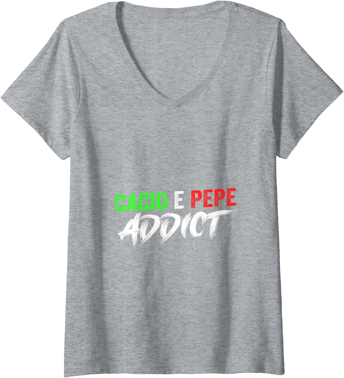 Women's Cacio e Pepe Addict Italian Pasta Lover Cacio e Pepe V-Neck T-Shirt - Heather Grey