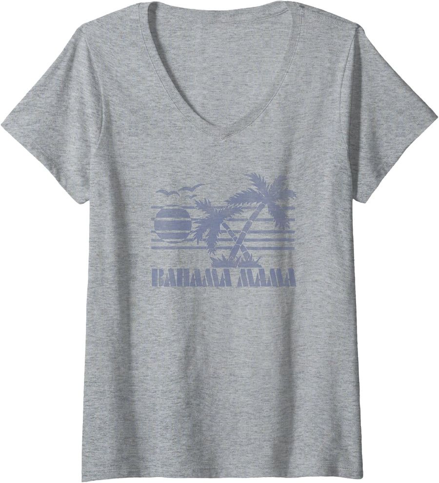 Womens Trendy Bahama Mama V-Neck T-Shirt - Heather Grey