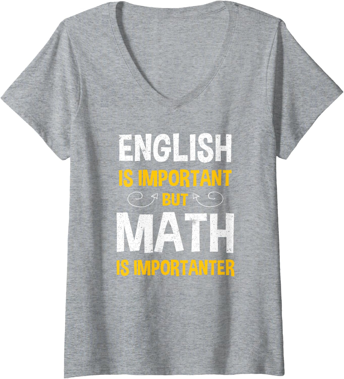 Women's English Is Important But Math Is Importanter Funny Pi Day V-Neck T-Shirt - Heather Grey