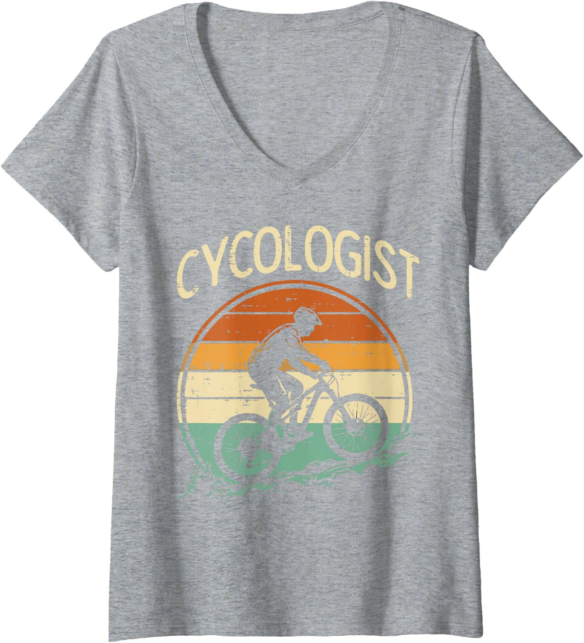 Women's Bicycle Cycologist Retro Cycling Bike Cyclist Men Women Kids V-Neck T-Shirt - Heather Grey