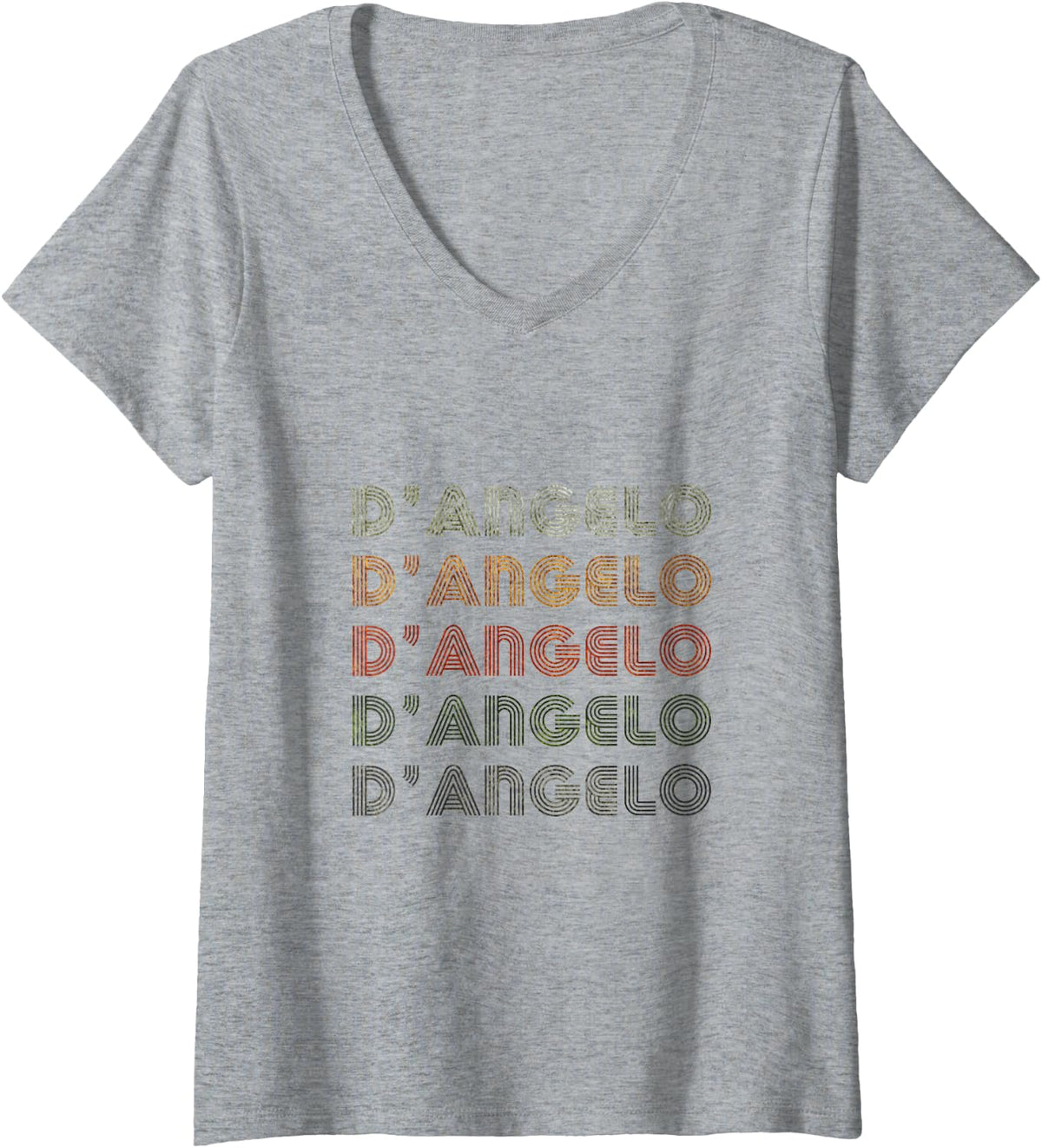 Women's Love Heart D'Angelo Tee Grunge Vintage Style Black D'Angelo V-Neck T-Shirt - Heather Grey