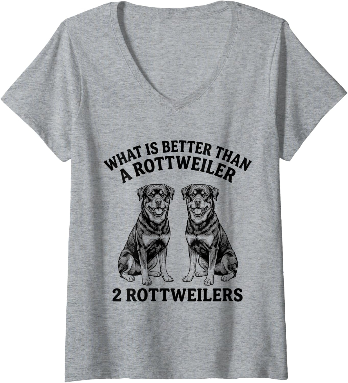 Women's Rottweiler What is Better Than One V-Neck T-Shirt - Heather Grey