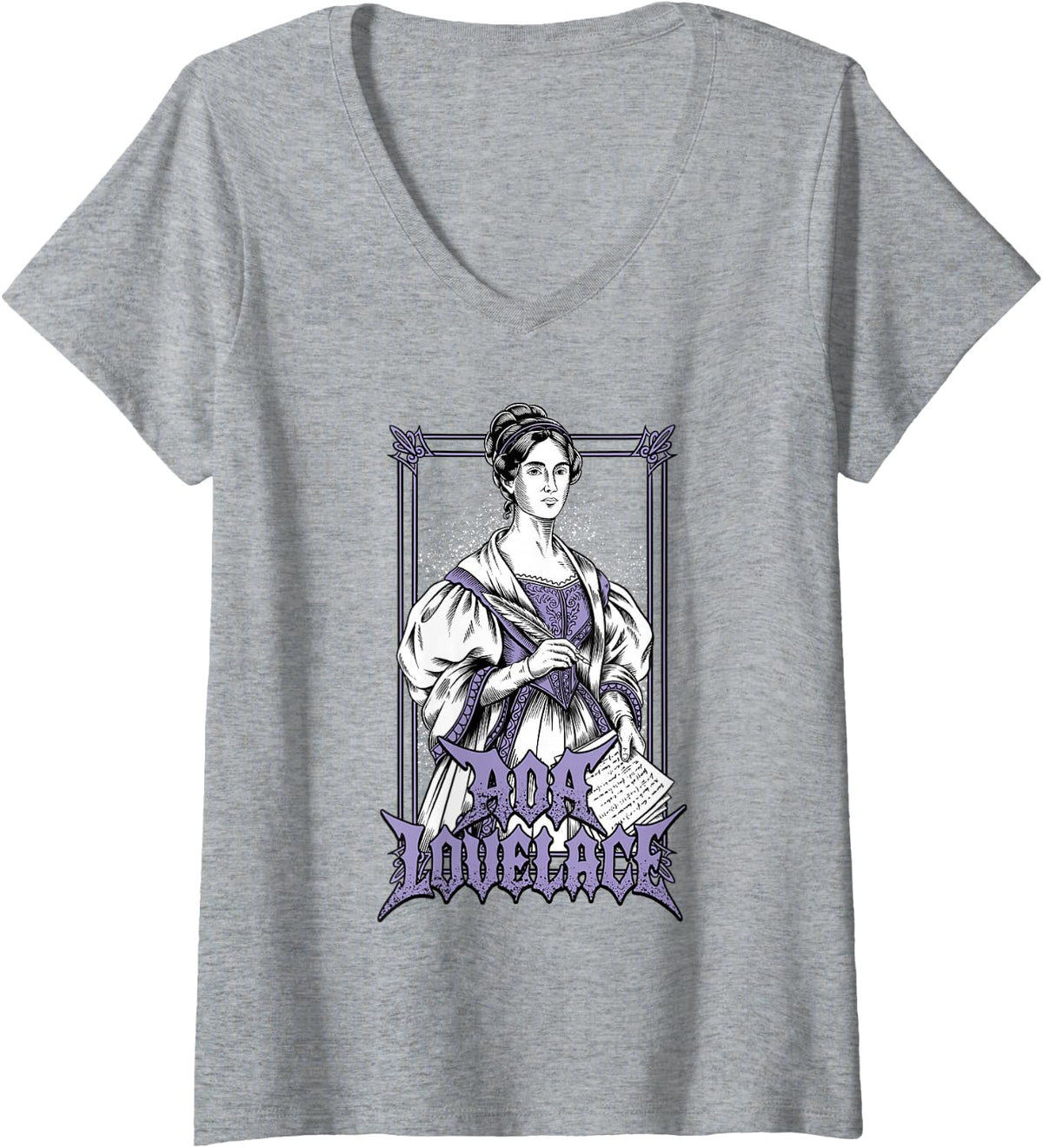 Women's Ada Lovelace V-Neck T-Shirt - Heather Grey
