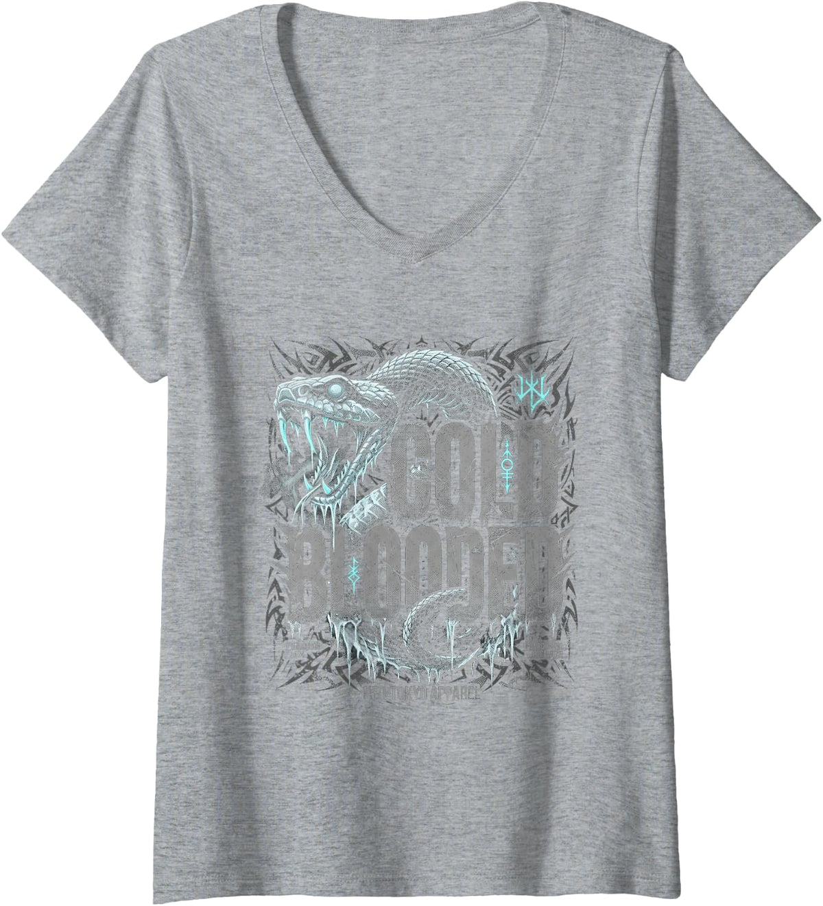 Women's Cold Blooded Tshirt Urban Streetwear Hiphop Ghetto Rap 90s V-Neck T-Shirt - Heather Grey