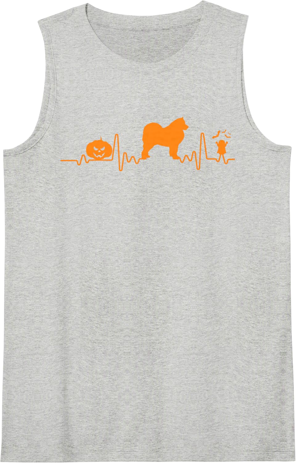 Samoyed Dog Heartbeat Pumpkin Funny Halloween Costume Sleeveless Tank Top - Heather Grey