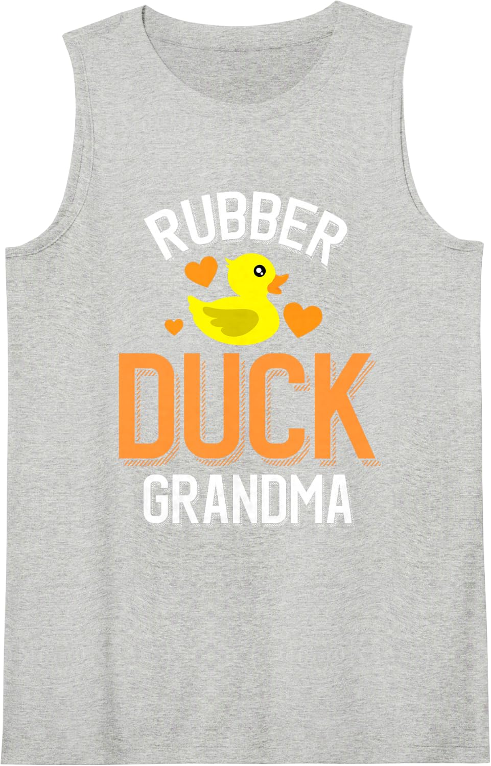 Rubber Duck Grandma Cute Duckie with Hearts Sleeveless Tank Top - Heather Grey