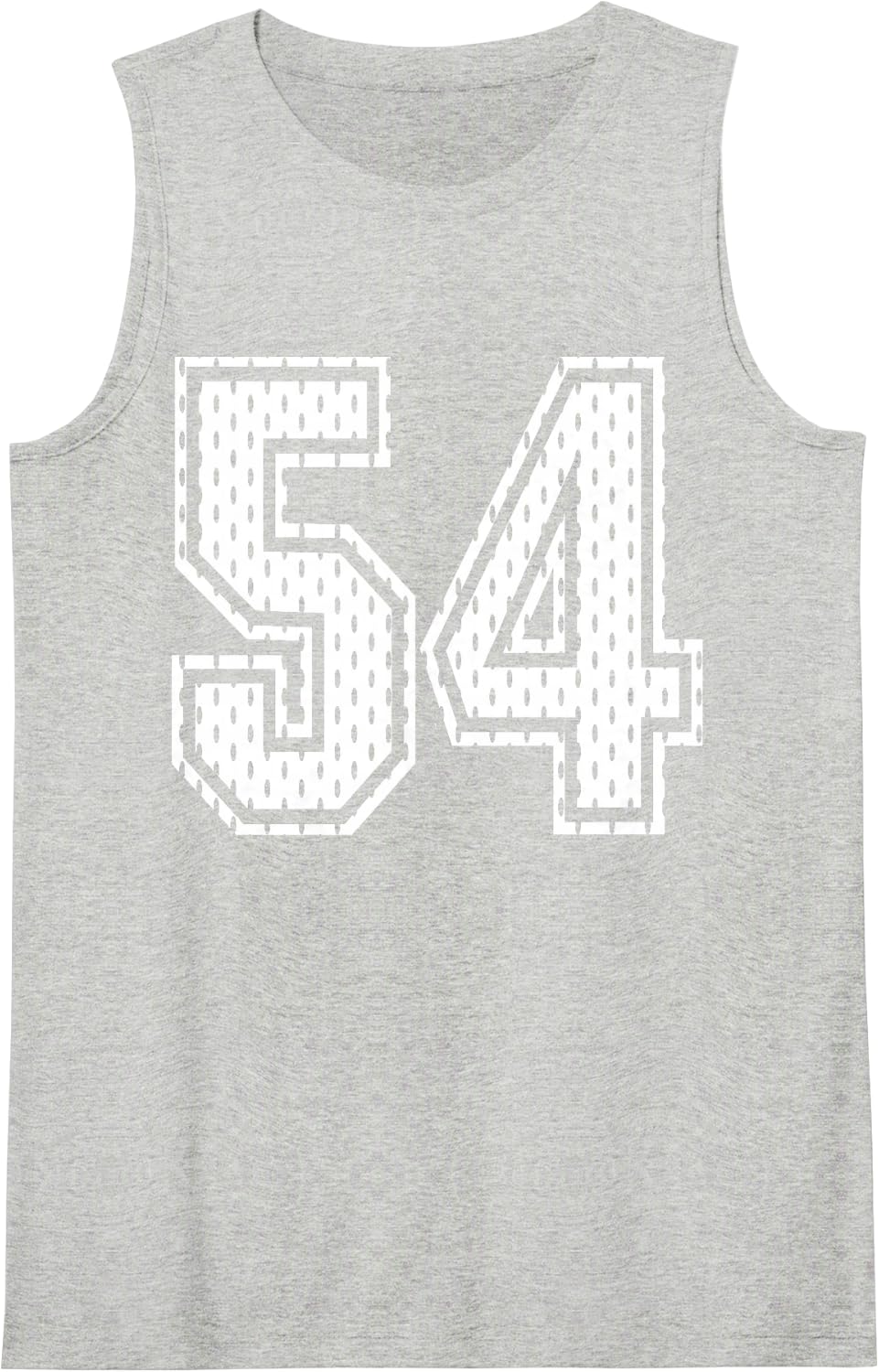 White Number 54 Sports Fan #54 Jersey Shirt Team Player Tank Top - Heather Grey
