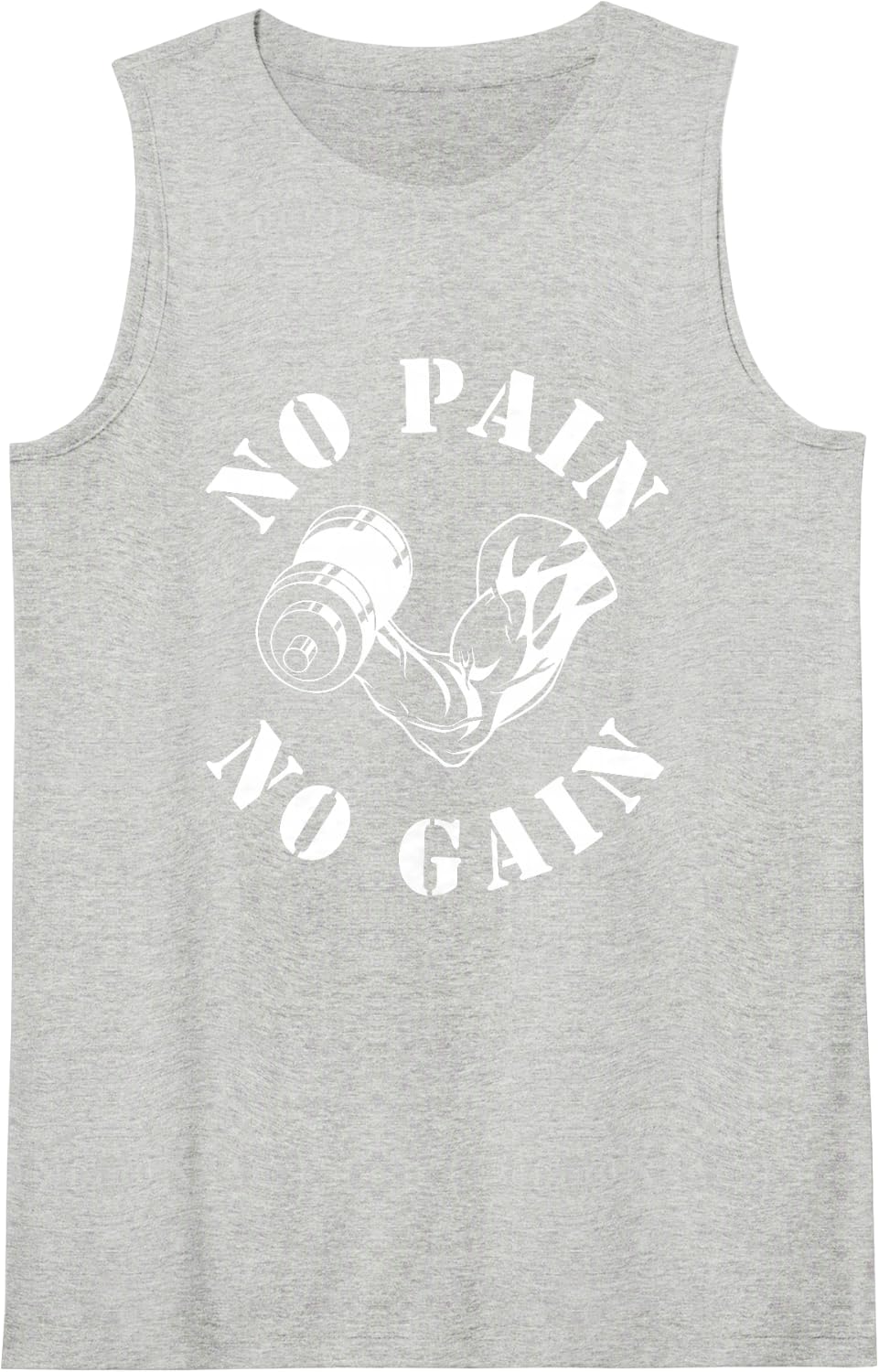 No Pain No Gain Gym Workout Fitness Training Sleeveless Tank Top - Heather Grey
