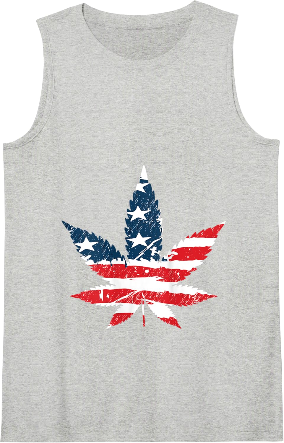 American Marijuana Weed Leaf US Flag 4th of July Tank Top - Heather Grey