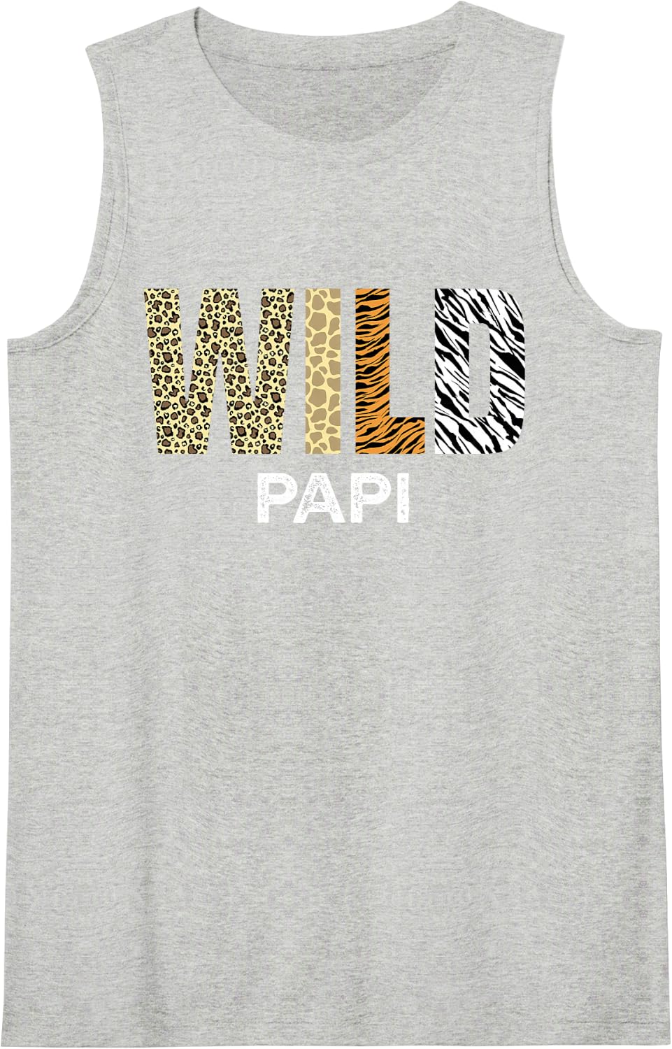Papi of The Wild One Zoo Birthday Safari Jungle Animal Sleeveless Tank Top - Heather Grey