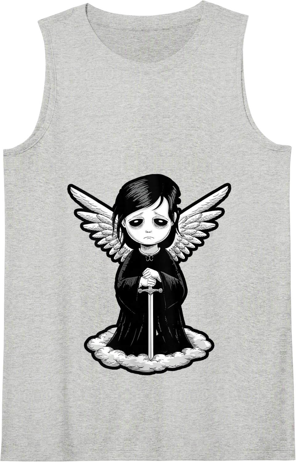 Lonely Sad Emo Gothic Angel Lover Tank Top - Heather Grey