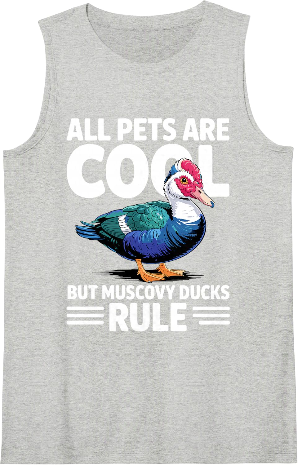 Muscovy Duck Design for Men Women Kid Bird Lover Muscovy Sleeveless Tank Top - Heather Grey