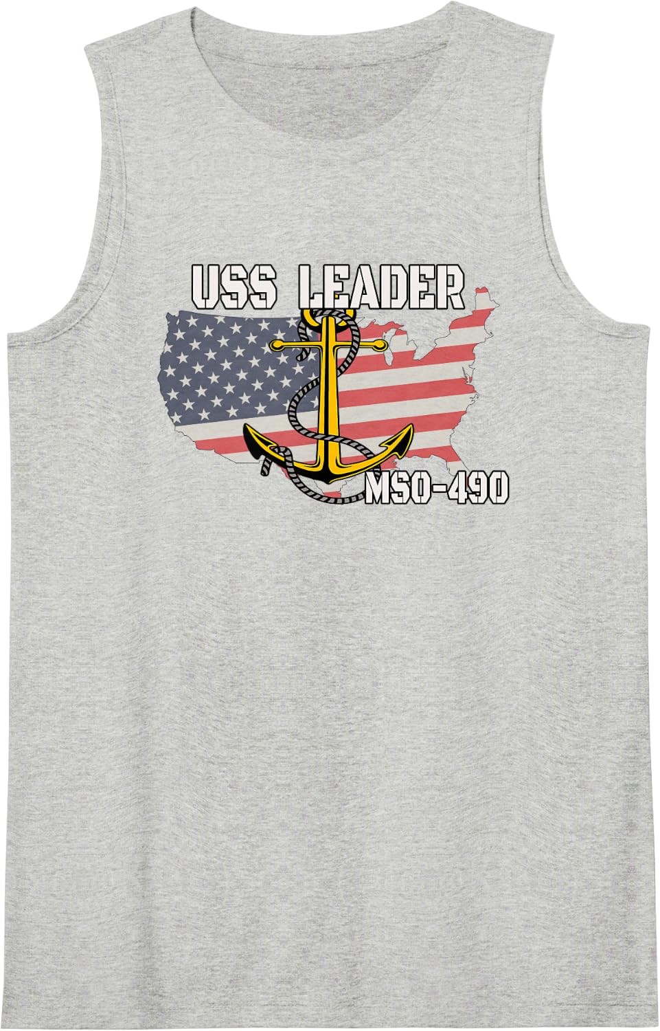 USS Leader MSO-490 Minesweeper Warship Veterans Day Father Tank Top - Heather Grey