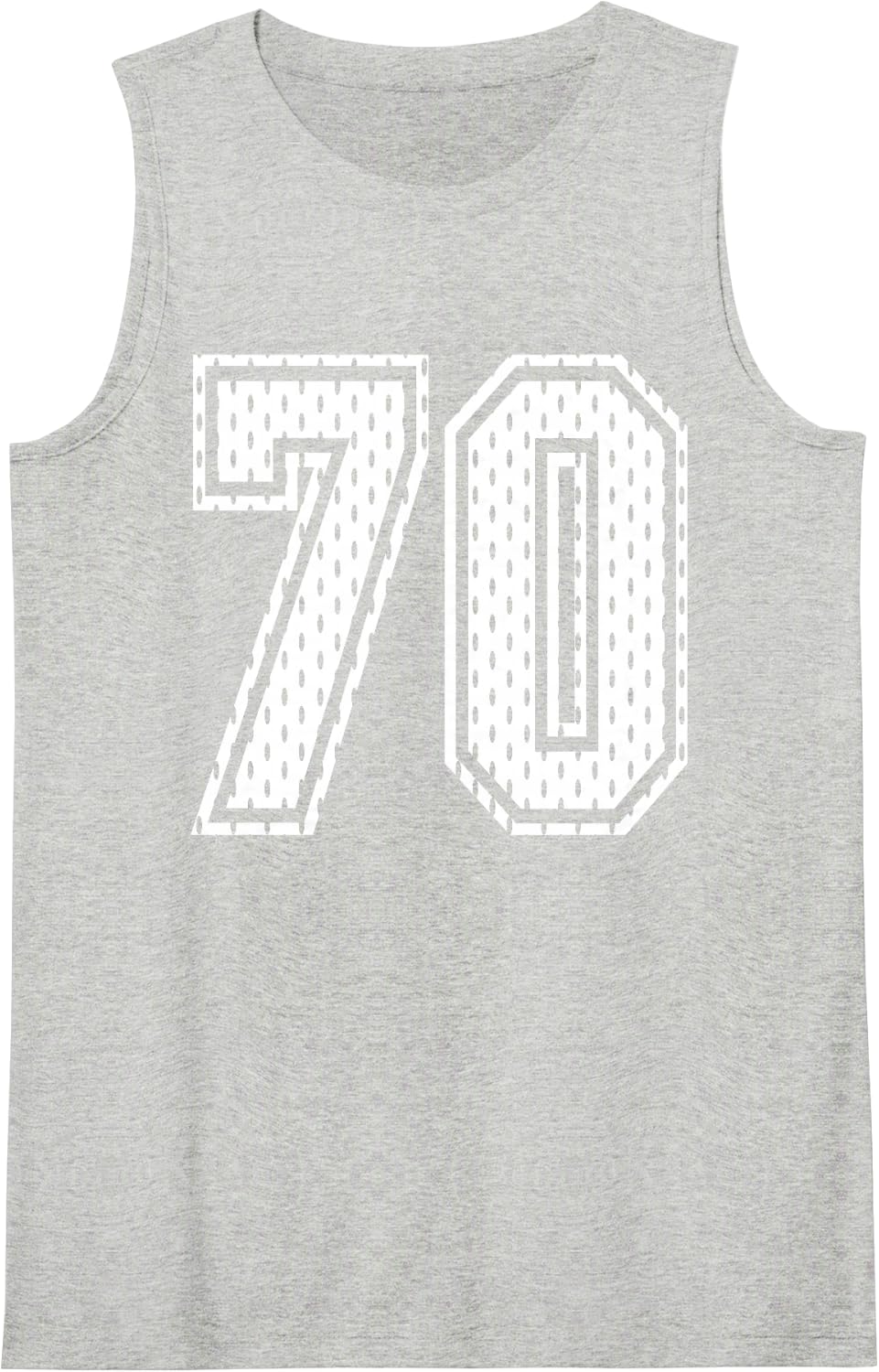 White Number 70 Sports Fan #70 Jersey Shirt Team Player Tank Top - Heather Grey