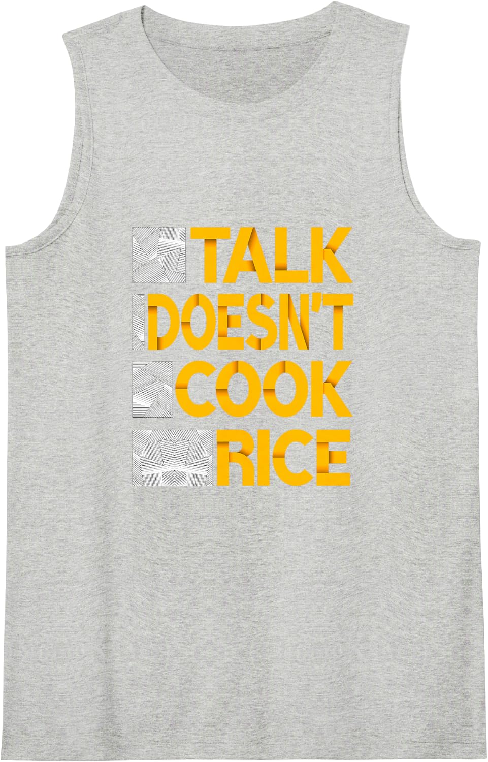 Mens Women University-Gold Cook Don't Talk WHT Graphic Tank Top - Heather Grey