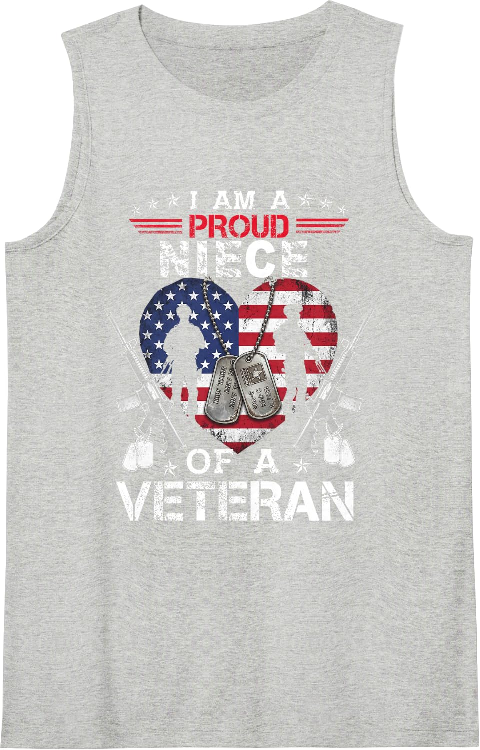 Proud Niece Veteran Nothing Scares Patriotic Veterans Day Tank Top - Heather Grey