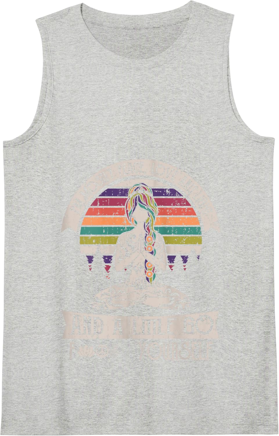 I'm Mostly Peace Love And Light Yoga Tattooed Tank Top - Heather Grey