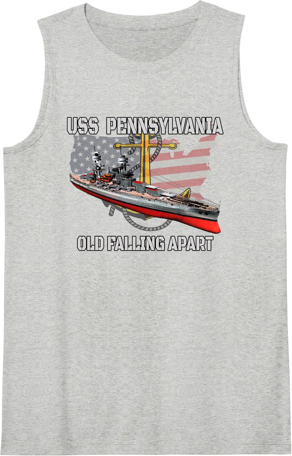 USS Pennsylvania BB-38 Battleship Veterans Day Warship Dad Sleeveless Tank Top - Heather Grey