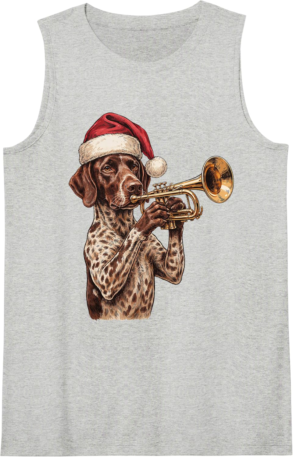 German Shorthaired Pointer Christmas Trumpet Sleeveless Tank Top - Heather Grey