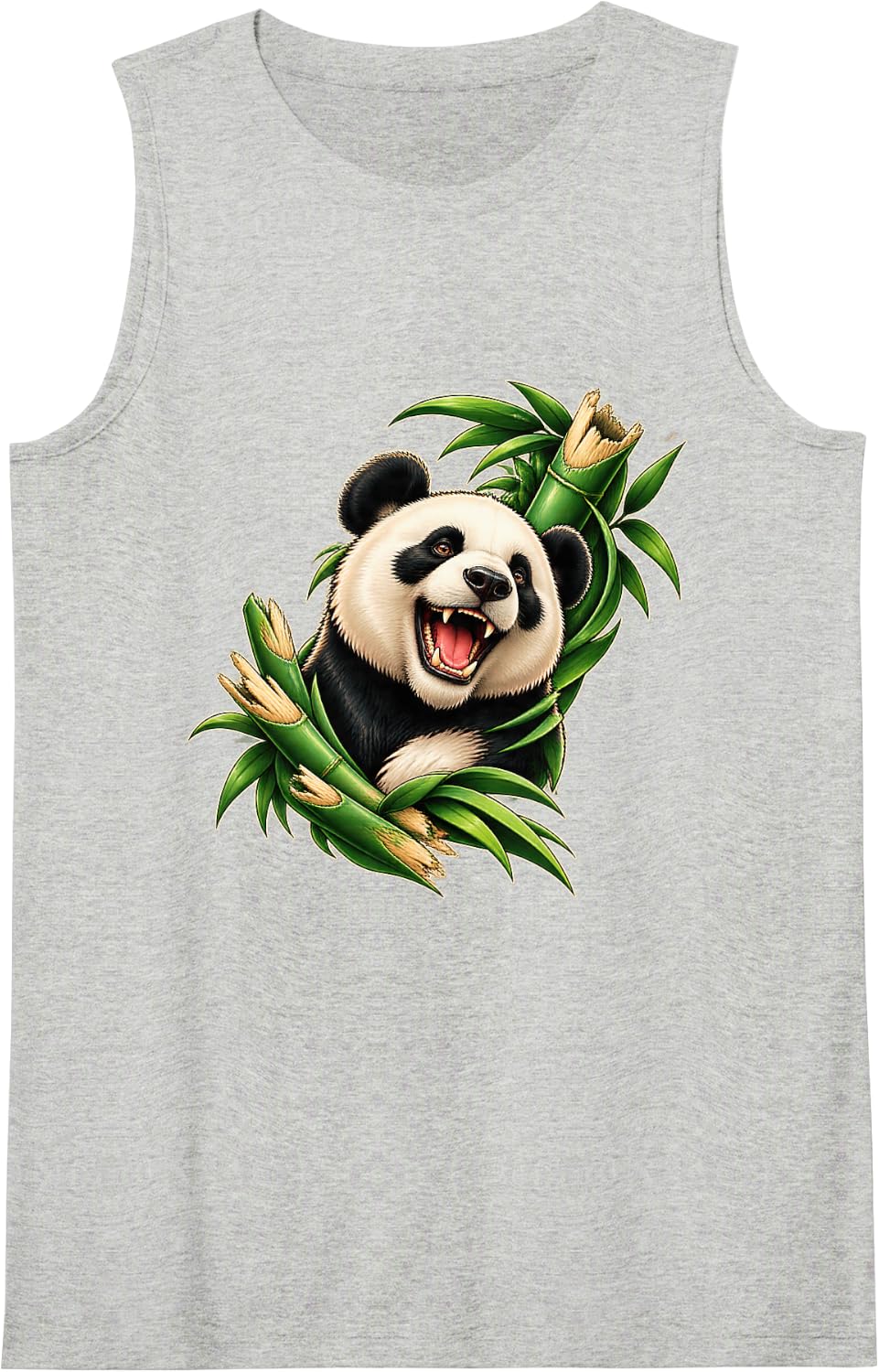 Giant Panda Roaring Through a Bamboo Arc Sleeveless Tank Top - Heather Grey