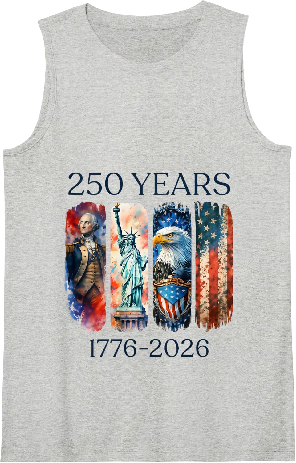 250th Anniversary Patriotic 4th of July Flag USA 1776-2026 Tank Top - Heather Grey