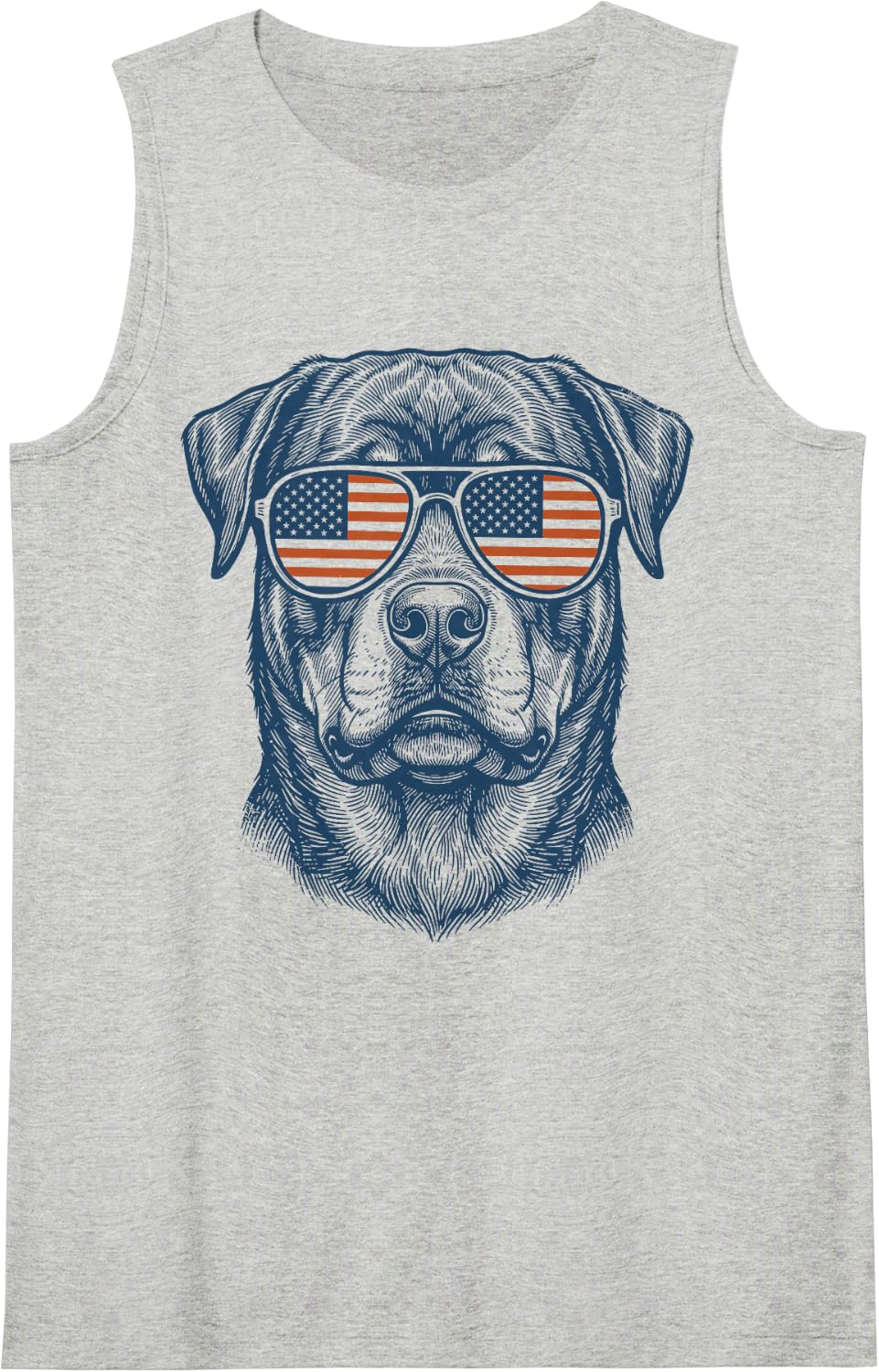 Patriotic Rottweiler Dog Mom Dad 4th July Vintage Men Women Sleeveless Tank Top - Heather Grey