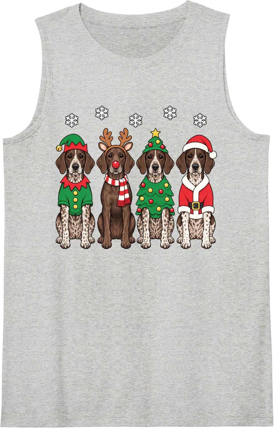 German Shorthaired Pointer Christmas Reindeer Santa GSP Dog Sleeveless Tank Top - Heather Grey