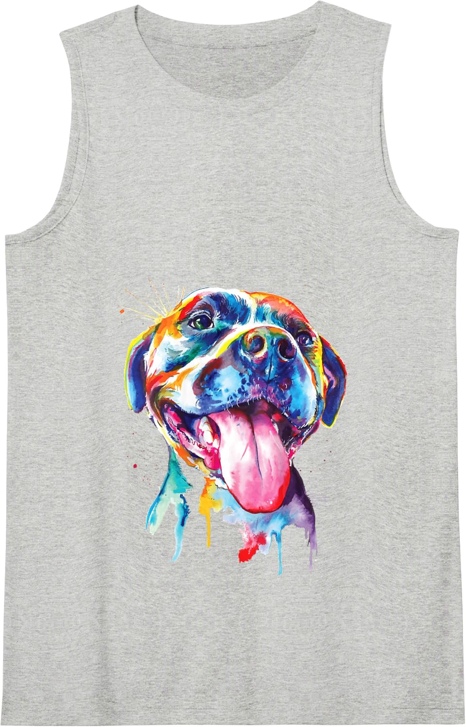 Pitbull Artistic Splash Art Animal Colourful Dog Breed Gift Tank Top - Heather Grey