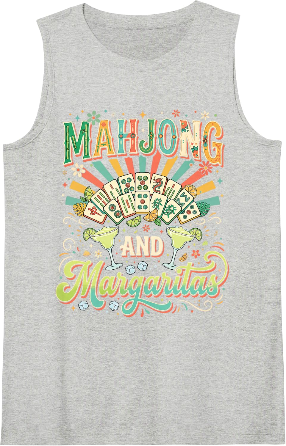 Mahjong and Margaritas Tank Top - Heather Grey