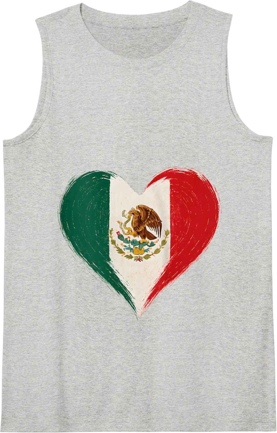 Mexican Mexico Flag Heart Tank Top - Heather Grey