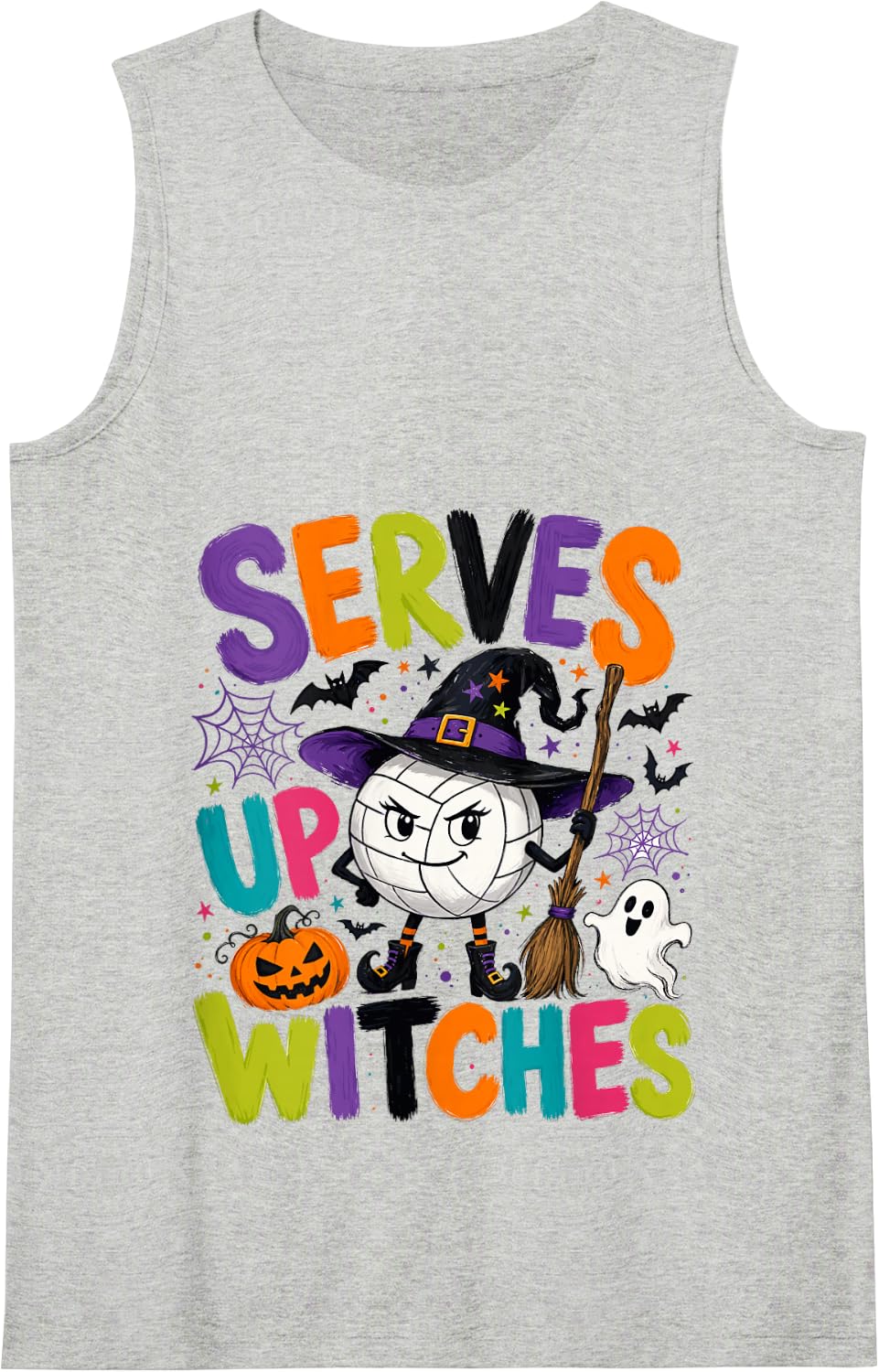 Volleyball Halloween Serves Up Witches Tank Top - Heather Grey