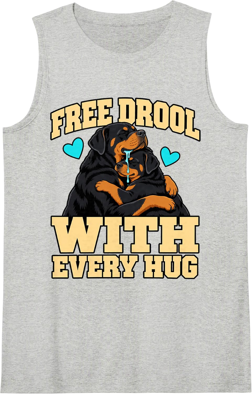 Rottweiler Free Drool with Every Hug Dog Dad Funny Sleeveless Tank Top - Heather Grey