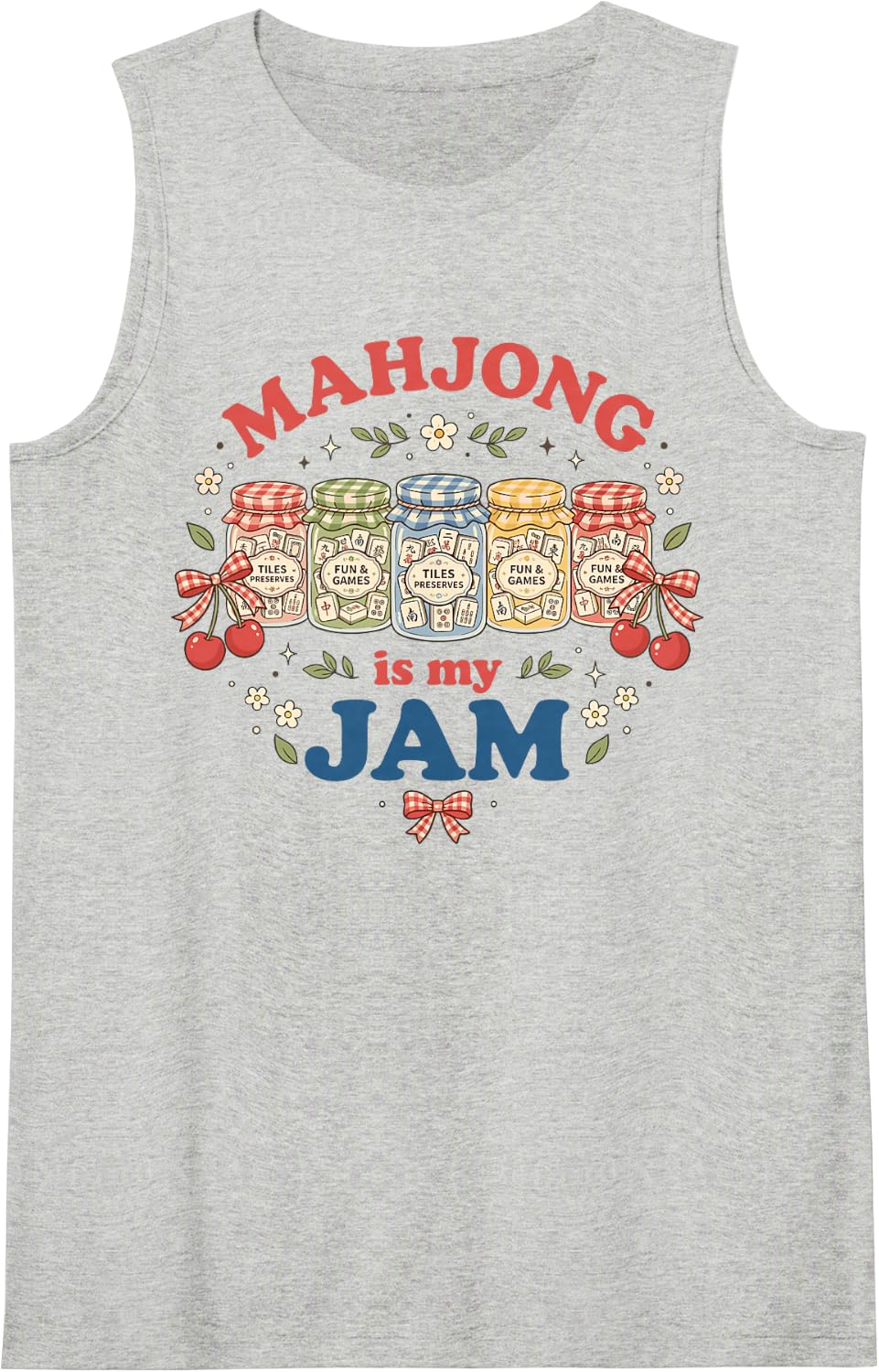 Mahjong is My Jam Vintage Aesthetic Player Design Tank Top - Heather Grey
