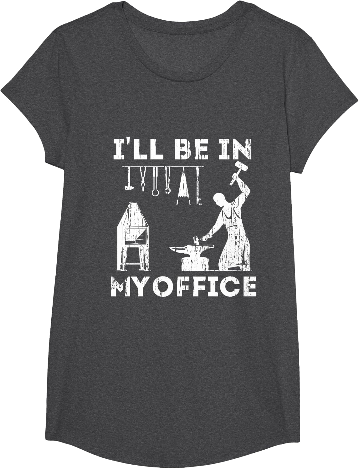 Ill Be in My Office Forging Blacksmith Forge Tools Tee T-Shirt - Girls Dark Heather Grey