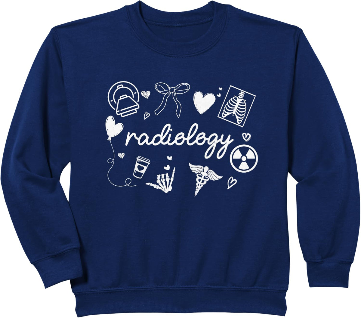 Radiology Coquette Bow RAD Tech X-ray Technologist CT MRI Sweatshirt - Navy Blue