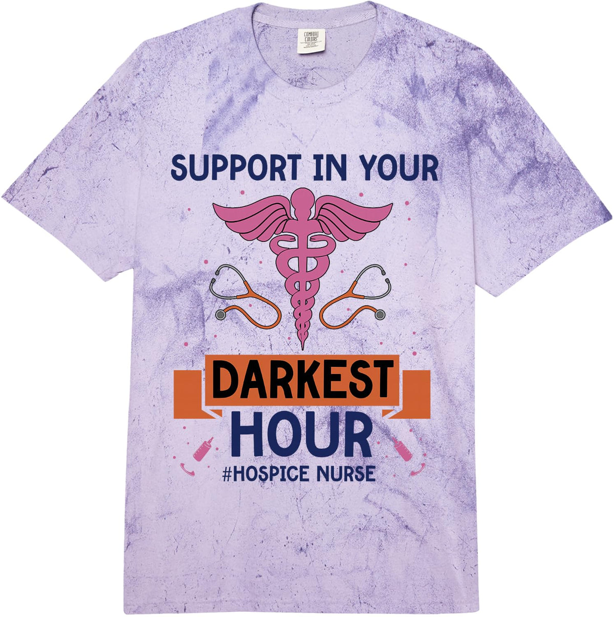 Hospice CNA Medical Nurse Life Women Hospice Nurse Comfort Colors Adult Heavyweight T-Shirt - Adult Unisex Purple Tie Dye