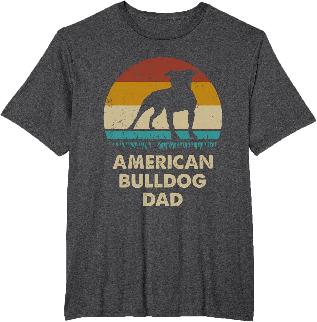 American Bulldog Dad Gift for Men Bulldog Lovers Vintage T-Shirt - Dark Heather Grey