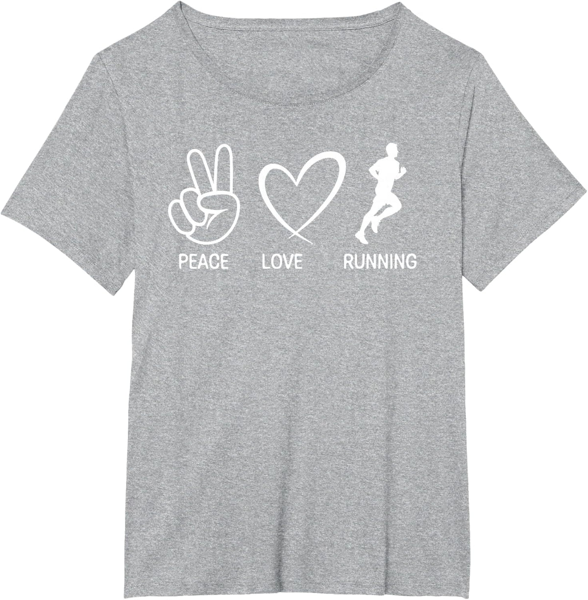 Peace Love Running Funny Running Lover, Runner T-Shirt - Heather Grey