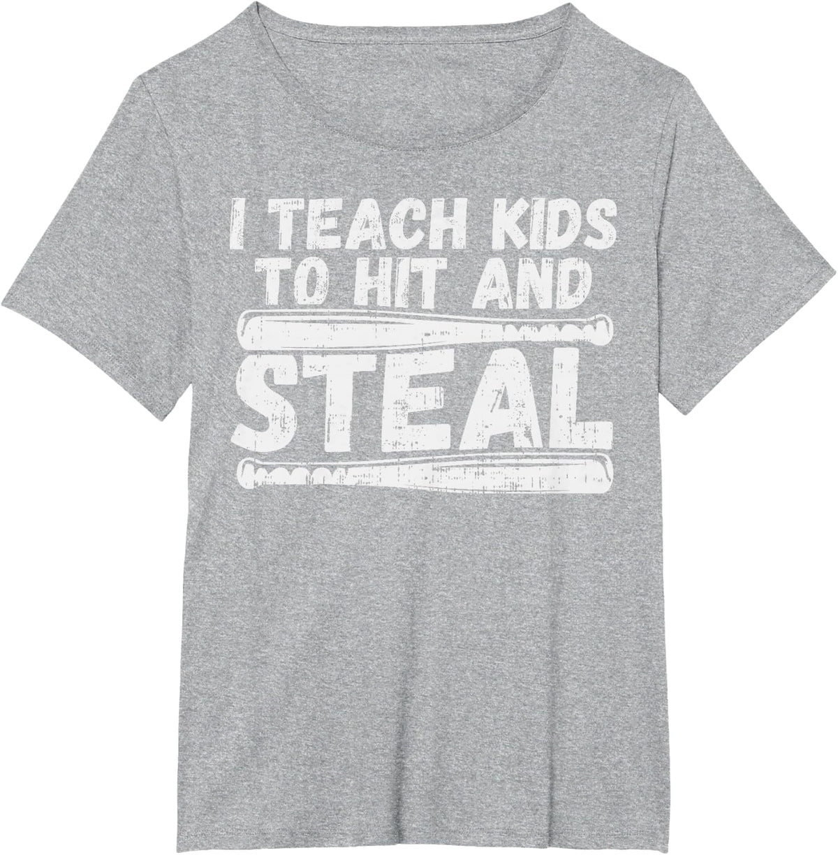 I Teach My Kids To Hit & Steal Shirt Baseball Dad Coach Gift T-Shirt - Heather Grey