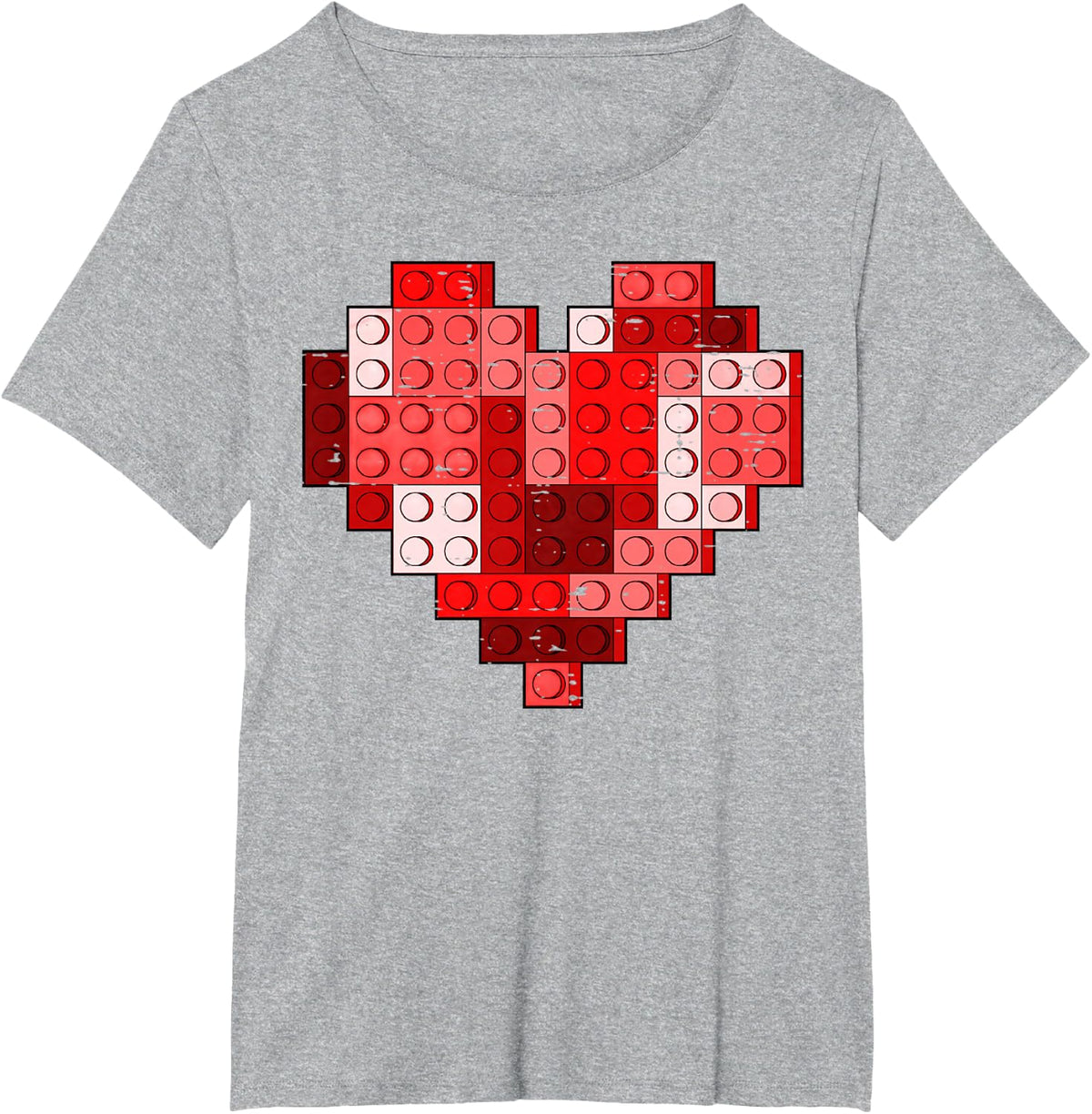 Valentines Day Heart Building Blocks Bricks Boys Kid Toddler T-Shirt - Heather Grey