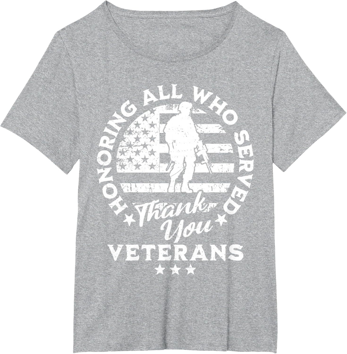 Honoring All Who Served Thank You Veterans Day American Flag T-Shirt - Heather Grey