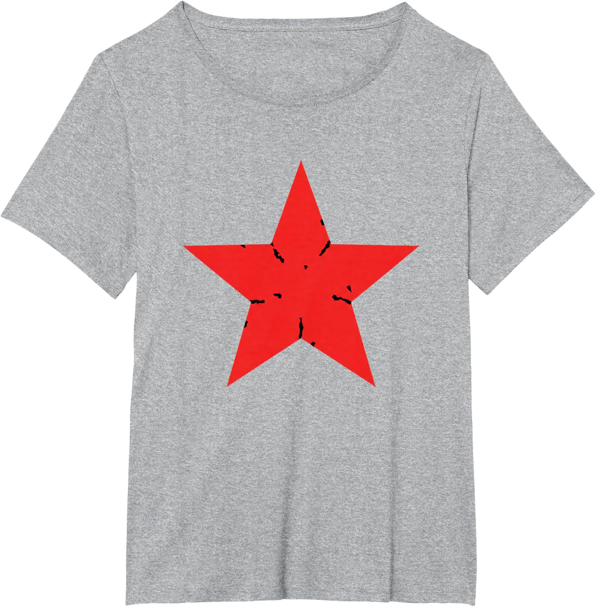 Red Distressed Star Vintage Nostalgia Retro Punk 80S 90S T-Shirt - Heather Grey